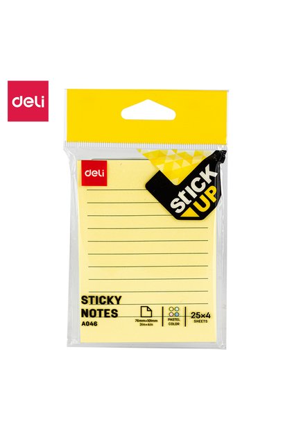 Deli EA046 Sticky Notes 76×101mm, 4×25 Sheets, ASST. – Ideal for Notes & Study Highlights