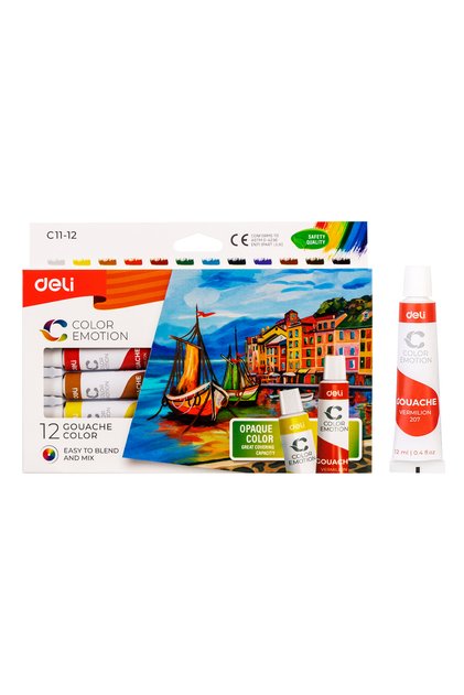 EC11-12 Gouache Paint Set 12ml/Tube, 12 Colors – ideal for art, school, and hobby use