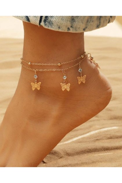 2-Piece Stone Butterfly Anklet to Enhance Your Elegance