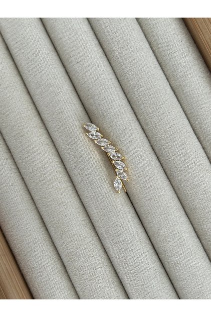 Gold Sıra Taşlı Kıkırdak Küpe Earcuff