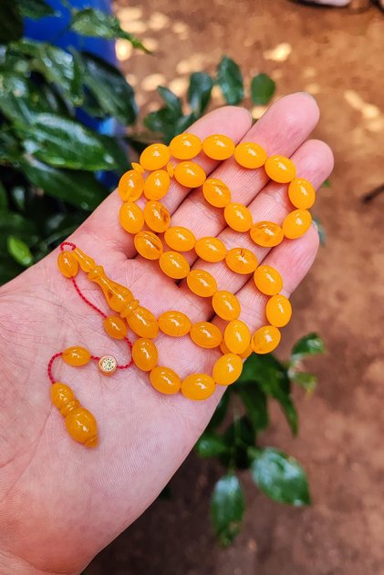 8X11 mm Ayhan Turan Master Crafted Mişmisi Crimping Amber Prayer Beads