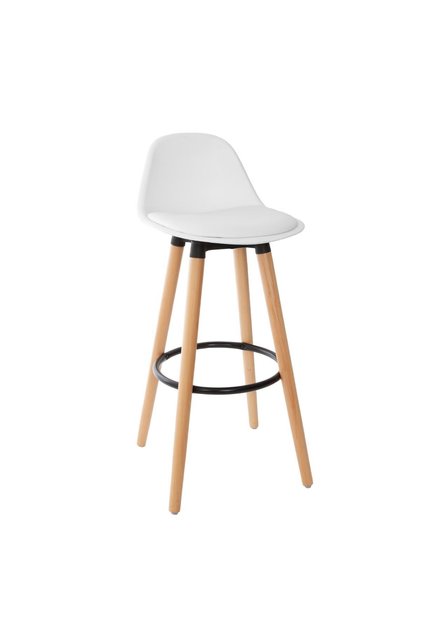 Scaun bar Atmosphera Maxon, 40x43x92 cm, picioare din fag, stil scandinav, alb