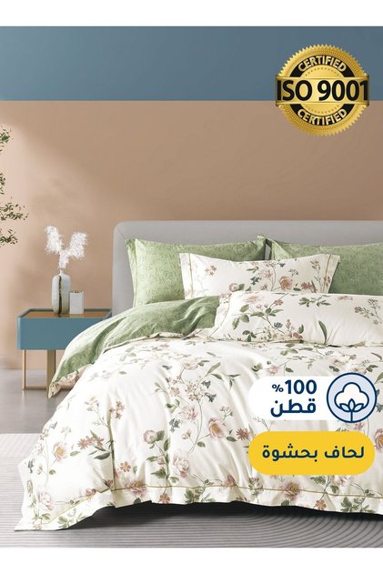 طقم لحاف قطني مزهر، يناسب سريرًا بمقاس 200 سم × 200 سم، مع حشوة قابلة للإزالة، 9 قطع مقاس كينج