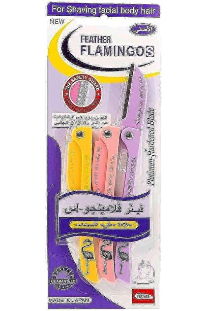 Feather Flamingo Razor for Face and Body, 3 Pieces