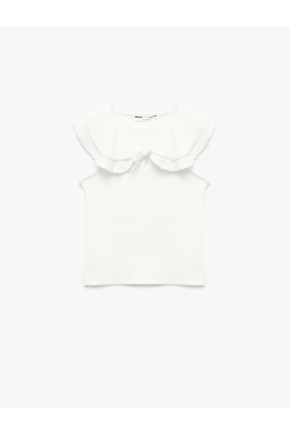 Ruffle Detailed Sleeveless Baby Collar Blouse