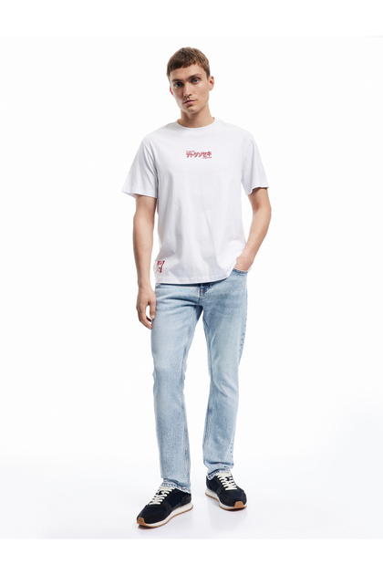 Regular Waist Cotton Buttoned Straight Fit Jean Trousers - Mark Jean