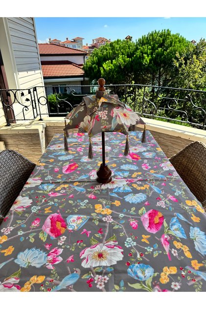 Flower Pattern Beige Table Cover