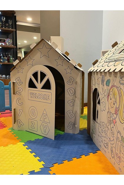 Çadır Boyama Aktivite Evi Xxl Boy Dayanıklı Karton Boyama Aktivite Evi Boyanabilir Karton