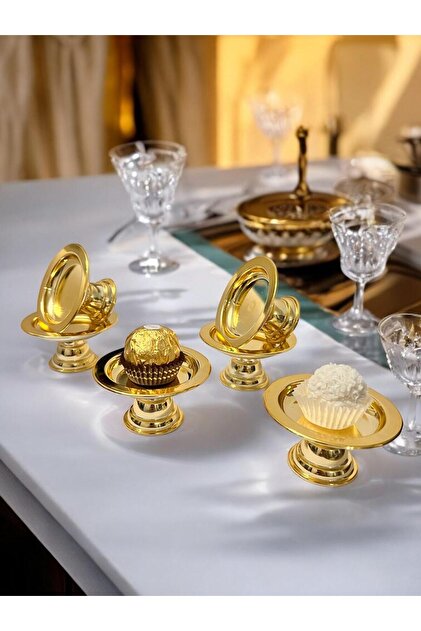 VİGENTİNO 6'lı Ramazan Dekoratif Gold Kaplama Hurmalık Kase 6'lı