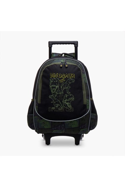 Dinosaur Print 17-inch Trolley Backpack with Zip Closure - 30x17x43 cms