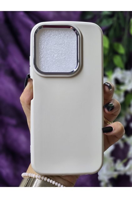 Tecno Spark 10 Compatible Matte Cream Silicone Case with Metal Camera Frame