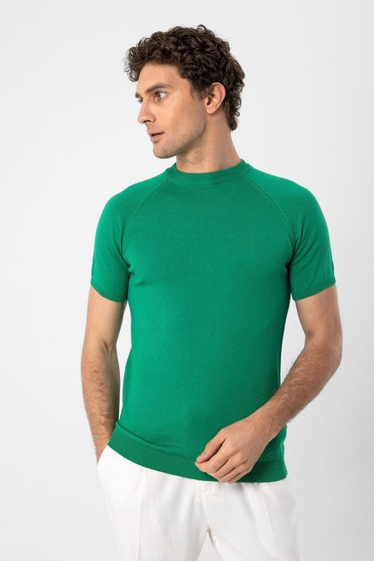 Bisiklet Yaka Triko T-Shirt