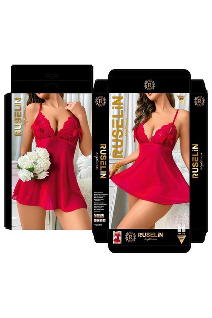 Stylish Women's Nightdress with Lace Detail Red 5