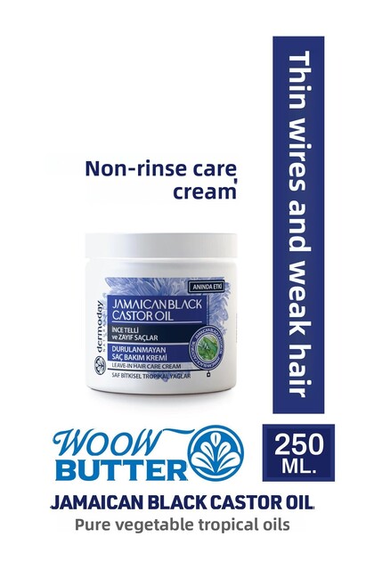 Woow Butter Jamaican Black Castor Oil Leave-in Hair Care Cream 250 ml for Fine Strands and Weak Hair