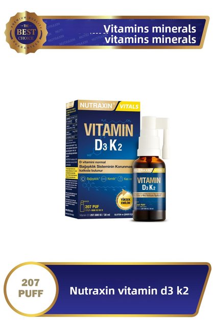 Vitals D3K2 30 ml - 1000 Iu Vitamin D3, 25 Mcg Vitamin K2 207 Puffs
