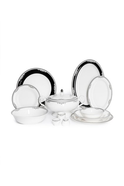 Palace Silver Nagi 12 Kişilik 72 Parça Yuvarlak Bone Porselen Yemek Takımı