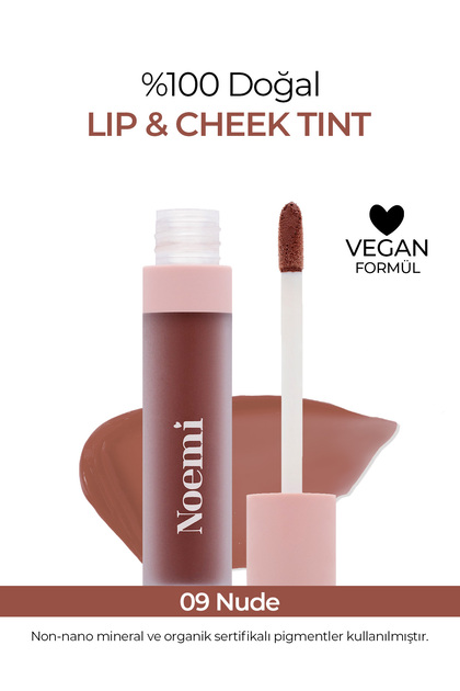 %100 Doğal Lip & Cheek / Tint - Besleyici Özellik - Doğal Bitişli - 09 Nude