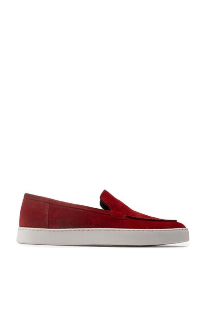 Hakiki Süet Kırmızı Loafer Erkek Ayakkabı