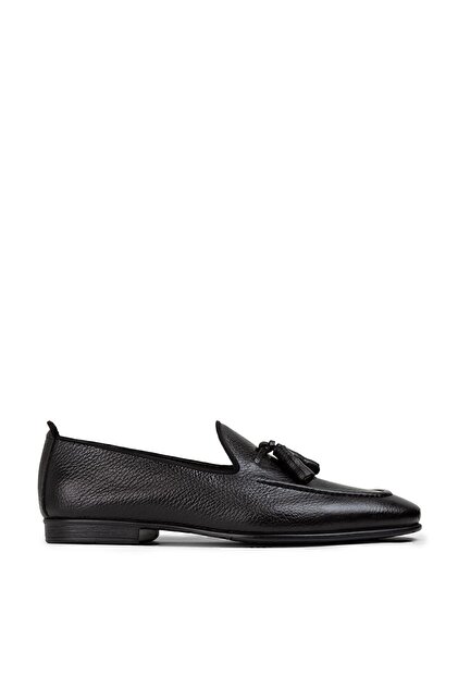 Deery Men's Black Genuine Leather Tasseled Loafers- Trendyol