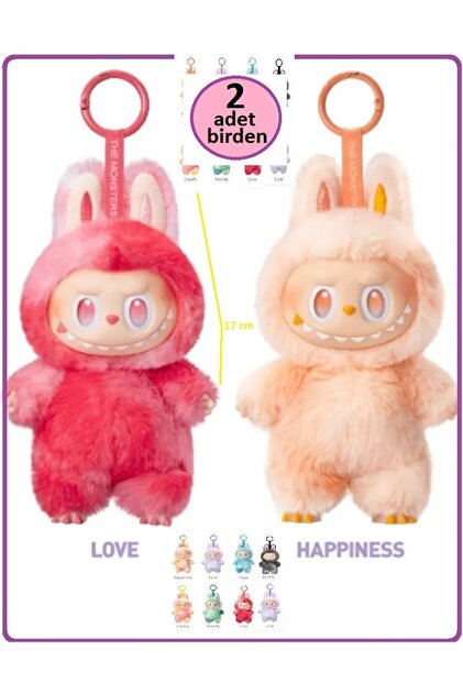 OYUNCAKSAHİLİ Labubu Canavarlar 2 Adet Birden Peluş Love Happines
