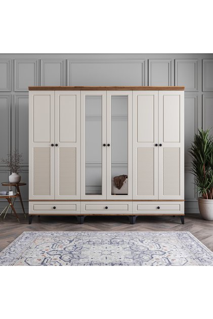 Panjur 6 Kapaklı Çekmeceli Gardırop %100 MDF