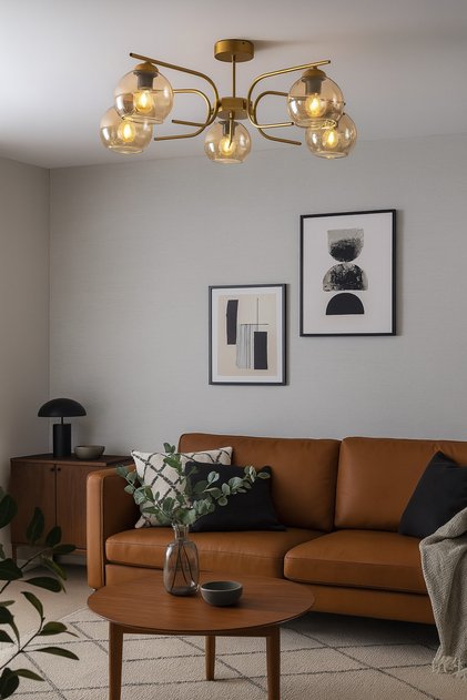 Aloha Modern Tasarım Salon Yatak Odası Mutfak Eskitme Renk Camlı 5 li Avize