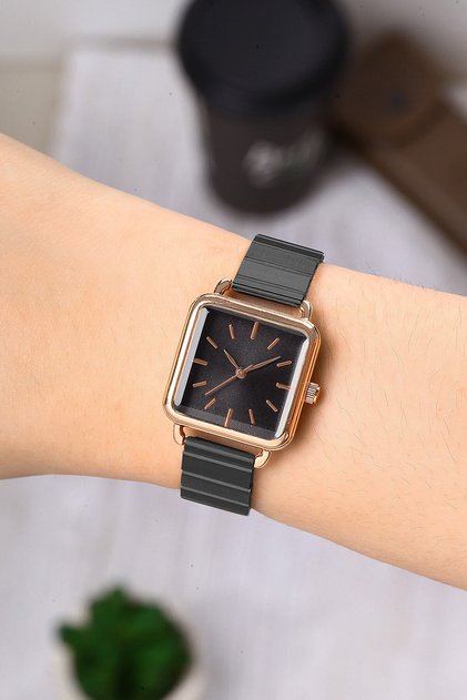 Metal Band Minimal Square Black Women's Wristwatch Nwks041120