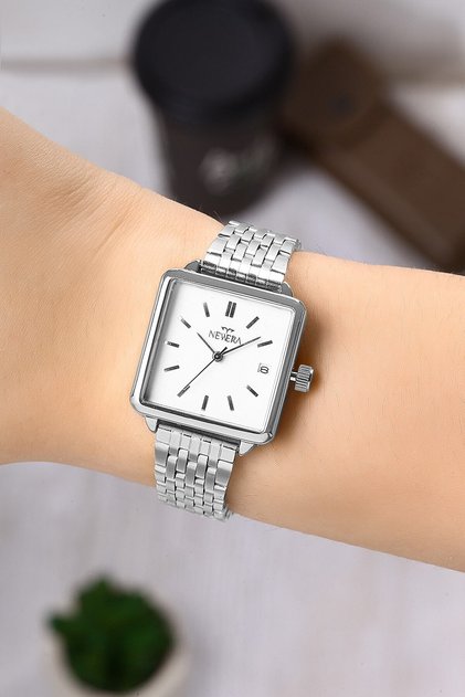 Square Women's Wristwatch with Metal Strap Calendar Nww00003