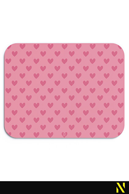 Pembe Renkli Kalpli Desenli Ergonomik Mouse Pad, Kaymaz Yüzey ile Ev ve Ofis Kullanımı için İdeal