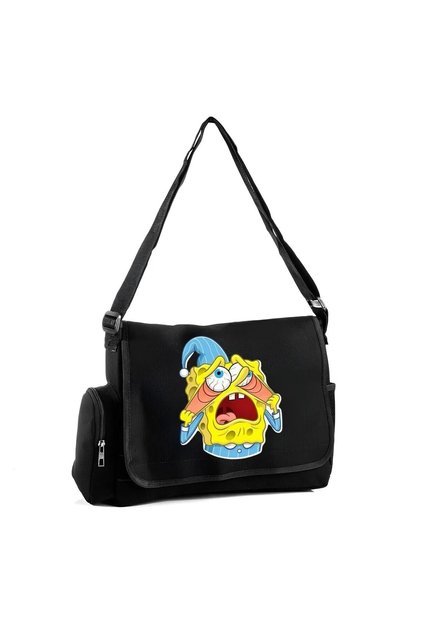 Spongebob Square Shorts Printed Unisex Messenger Bag with Pocket Detail