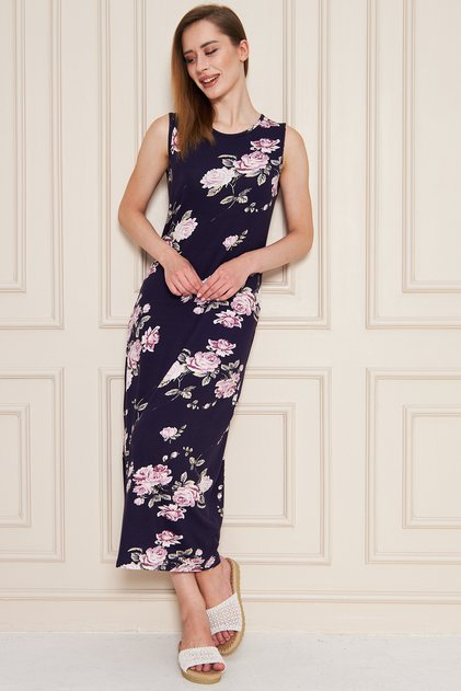 Women's Slit Cotton Jersey 125 cm Casual Dress