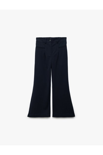 Pleated Viscose Blend Wide Leg Trousers