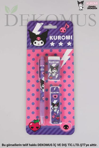 Dekomus with Licensed Kuromi Versatile Nib Pen, Eraser and 0.7 mm Nib Set