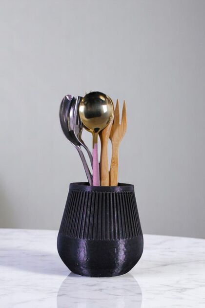 Countertop Cutlery Decorative Vertical Cutlery Cylinder Cutlery Black Color Model 88