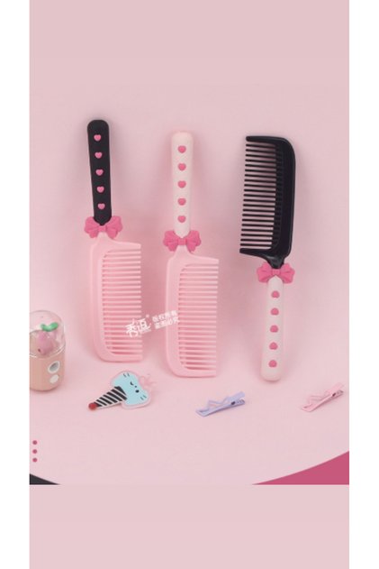 Pink Bow Ribbon Y2K Lolita 1 Piece Hair Combing Brush Comb
