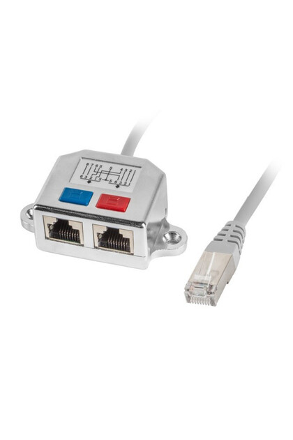 Adaptor Lan Splitter Rj45 tata la 2 x Rj45 mama, Gri, Lanberg