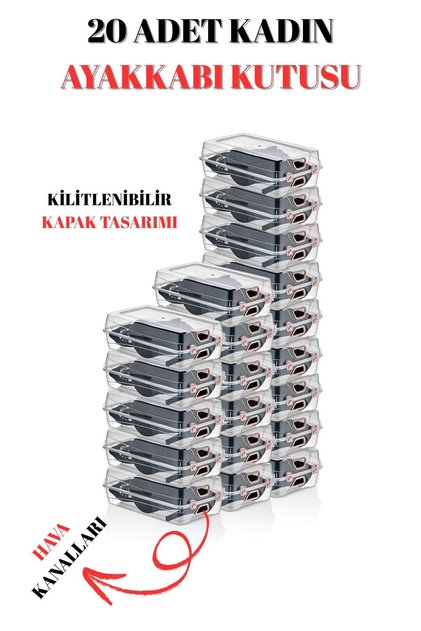 20 li Kadın Ayakkabı Saklama Kutusu – Şeffaf ve Düzenleyici Set