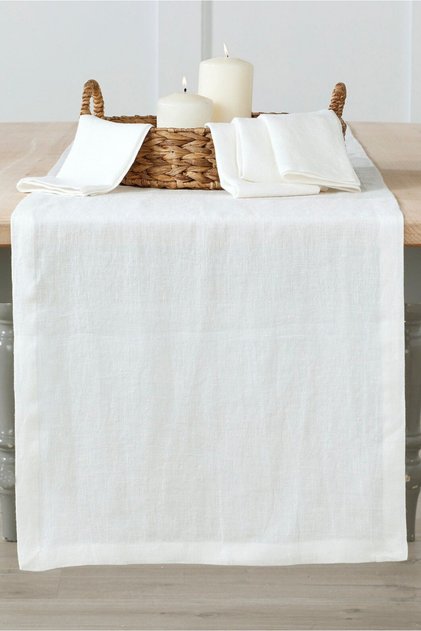🌿 100% Natural Cotton Linen Runner – 110X40 cm | Elegant, Durable and Stylish Table Top Accessory