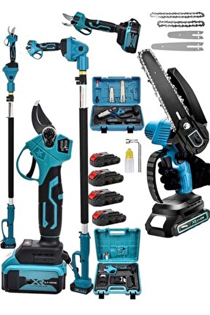 MOONSHOP Japan 598 Vf 2 Li Set 4 Akülü Şarjlı Ağaç Dal Kesme