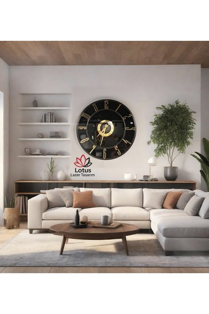 Modern Dekoratif Aynalı Pleksi Duvar Saati – Gold 70×70 cm Sessiz Akar Mekanizma