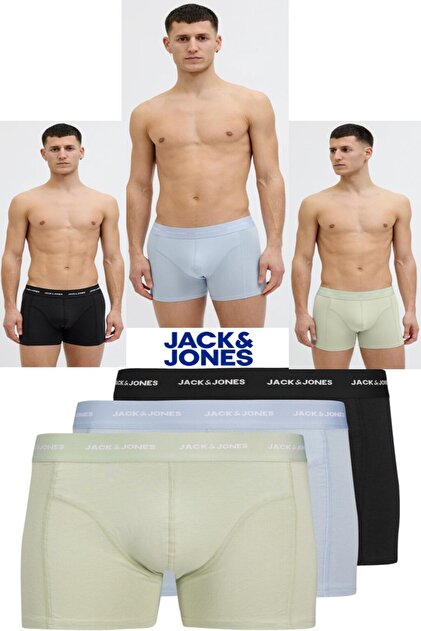 Jack & Jones J&J Tom Erkek 3'lü Renkli Logolu Bamboo Boxer Paketi