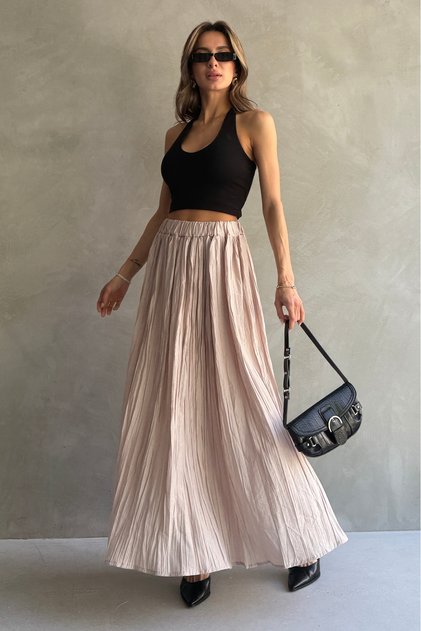 Crush Detailed Long Skirt
