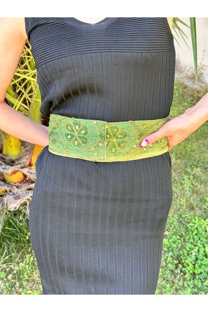 92X8 cm Ethnic Sequin Embroidery Work Women's Indian Belt