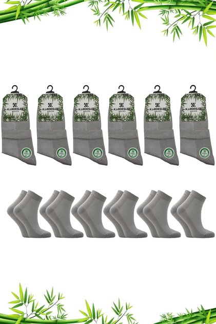 Women's Bamboo Half Socks Stitch-Free Plain Socks Gray 6-Pack