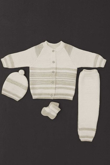 Baby Set with Booties, Hat, Cardigan and Pants