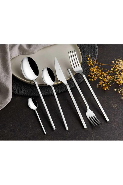 4151 - 72 Parça, 1. Sınıf Paslanmaz Çelik, Modern Hatlı, Çatal, Kaşık, Bıçak Takımı Gümüş