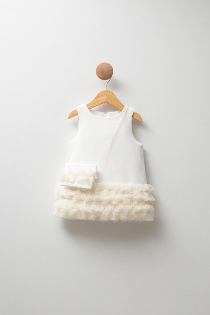 Birthday/Party Dress with Ruffled Hem and Bag