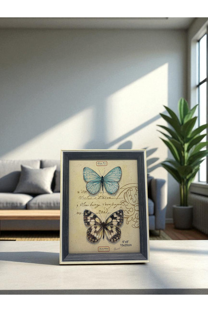 15×20 Cm Camlı Ahşap Dekoratif Kontrast Beyaz Detaylı Fotoğraf / Anı Çerçevesi