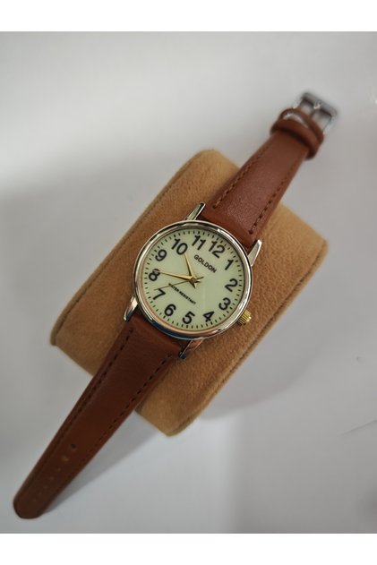 vintage minimal retro kayışlı fosforlu kadran kol saati