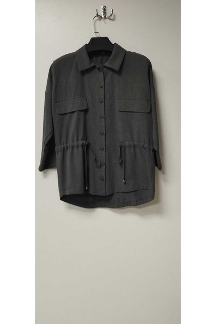 Shirt Collar Chest Pocket Waist Tightening Shirt